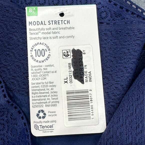 Jockey Women's Size XL 8 Panty Thong Soft Touch Lace Waistband Blue New - Picture 4 of 9